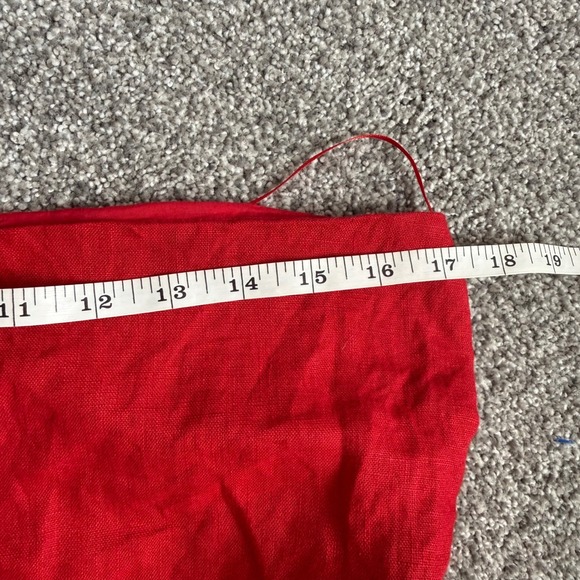 Reformation Red Linen Handkerchief Hem Tube Top Smocked Back Zip Size 10 - Picture 6 of 7